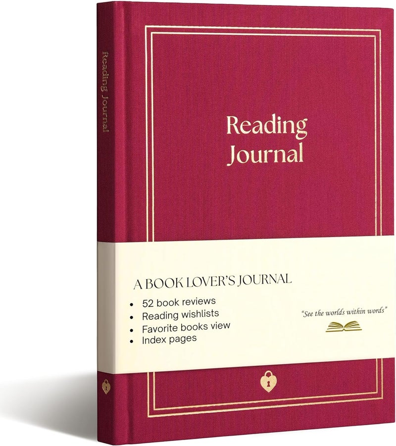 Paperell Reading Journal - 52 Reviews - Book Journal Gift for Book Lovers - Review, Log & Track Your Reading - Avid Readers Accessories - Linen Hardcover - Burgundy - Image 1